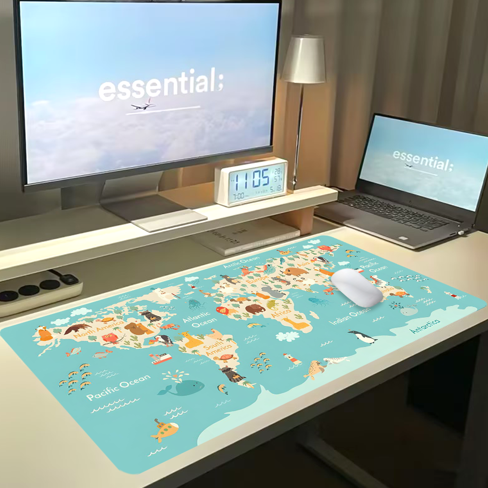 Laptop Accessories World - World Map Gaming Mouse Pad Anime