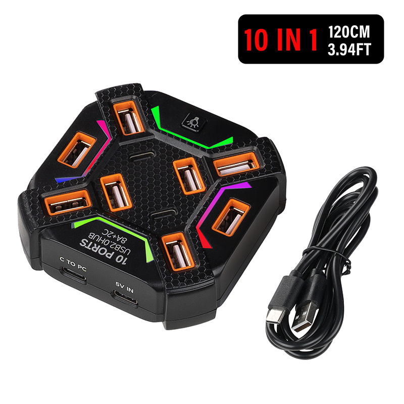 Laptop Accessories Rgb - 10 Ports USB Hub with RGB