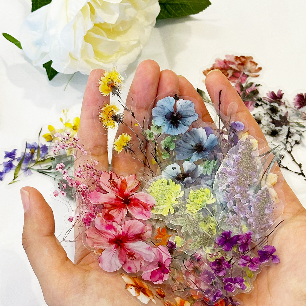 Laptop Accessories Kids - 50pcs Transparent INS Ink Flower Sticker