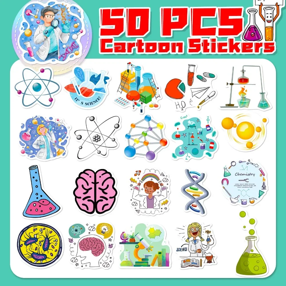 50PCS Cartoon Science Lab Stic – обзор и цена Laptop Accessories Kids