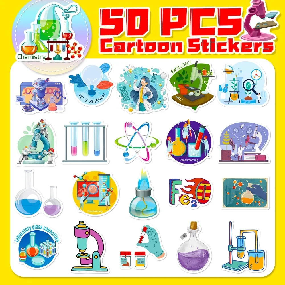 50PCS Cartoon Science Lab Stic – обзор и цена Laptop Accessories Kids
