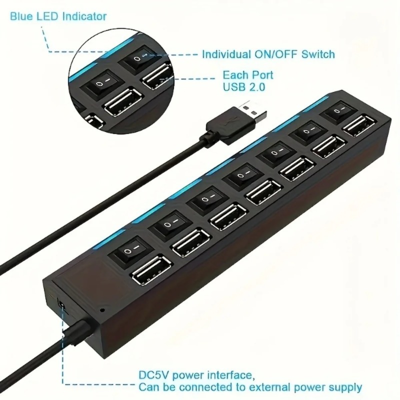 USB 2.0 Hub 4/7 Port Splitter  – обзор и цена Laptop Accessories Macbook