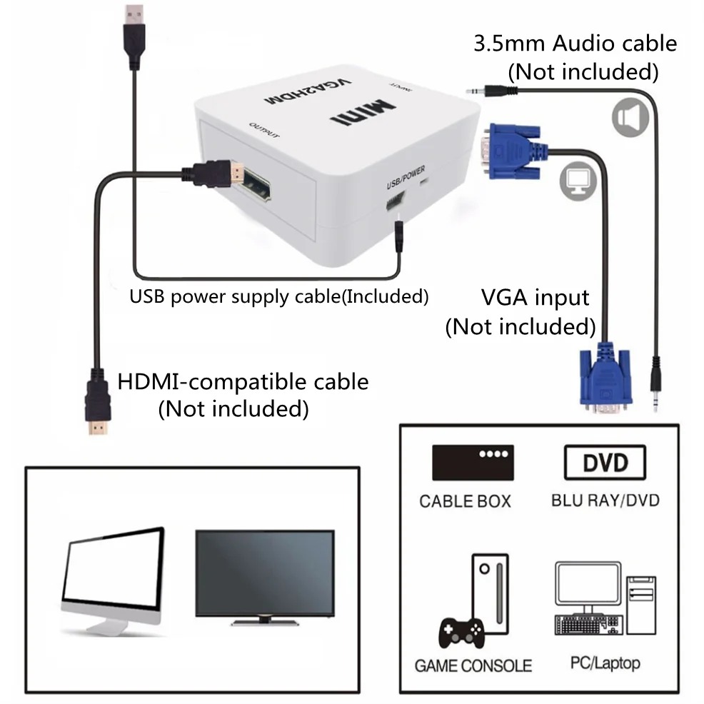 VGA to HDMI Converter Adapter  – обзор и цена Hdmi Vga Adapter