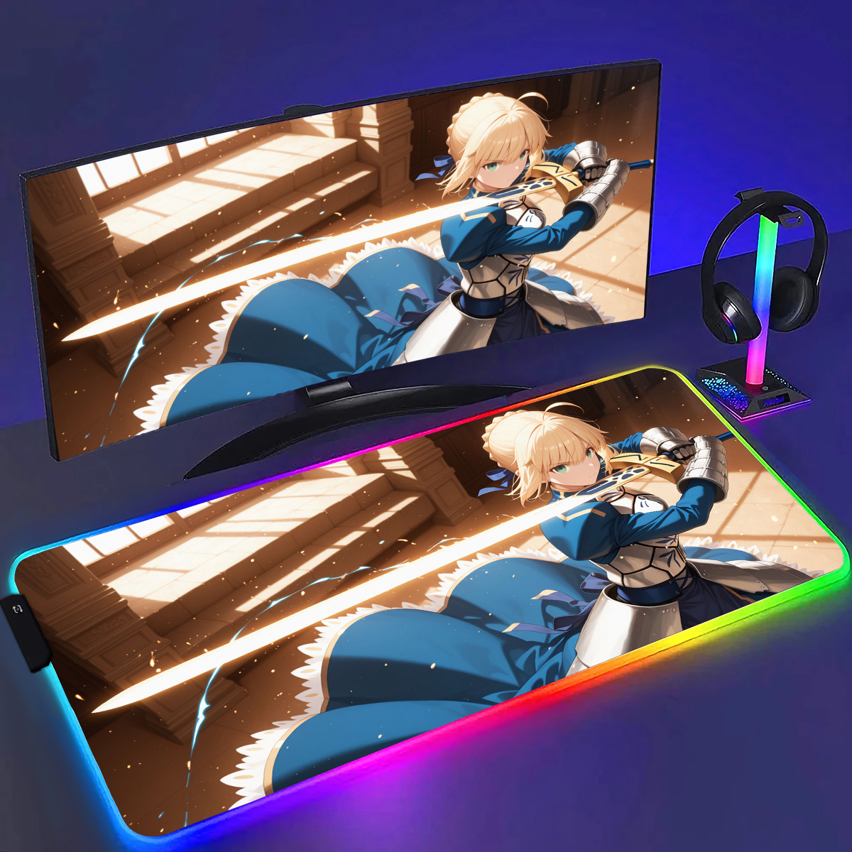 RGB Anime Fate Saber MousePad  – обзор и цена Laptop Accessories Rgb