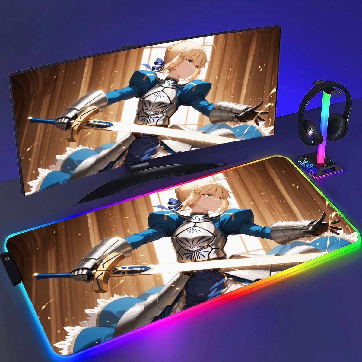 RGB Anime Fate Saber MousePad  – обзор и цена Laptop Accessories Rgb