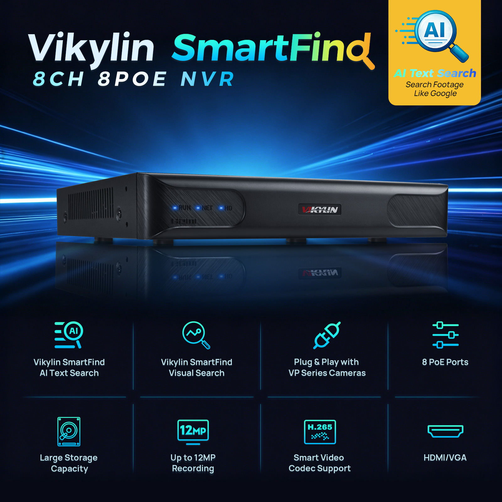 Vikylin 4K NVR UP to 12MP 8CH  – обзор и цена Hdmi Vga Adapter