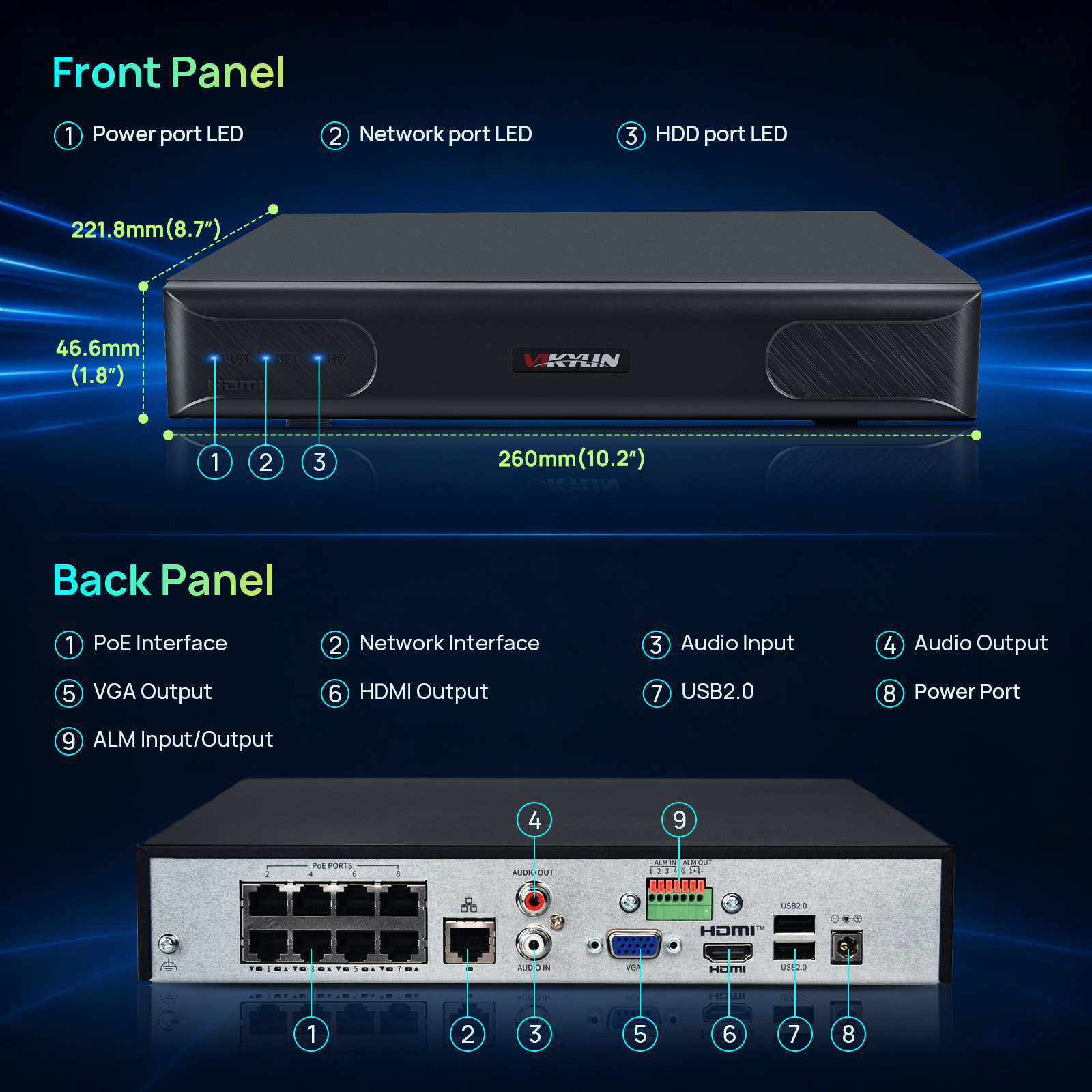 Vikylin 4K NVR UP to 12MP 8CH  – обзор и цена Hdmi Vga Adapter