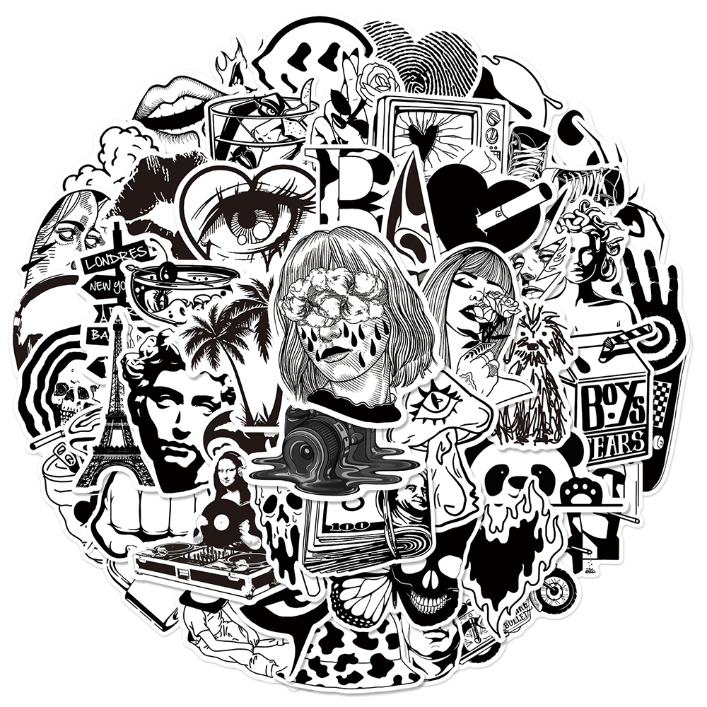 10/30/50pcs Cool Black and Whi – обзор и цена Laptop Accessories Kids